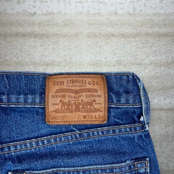 Big E Levis 510 Jeans Slim Fit Tapered Ankle Dark Wash Denim - Picture 4 of 5